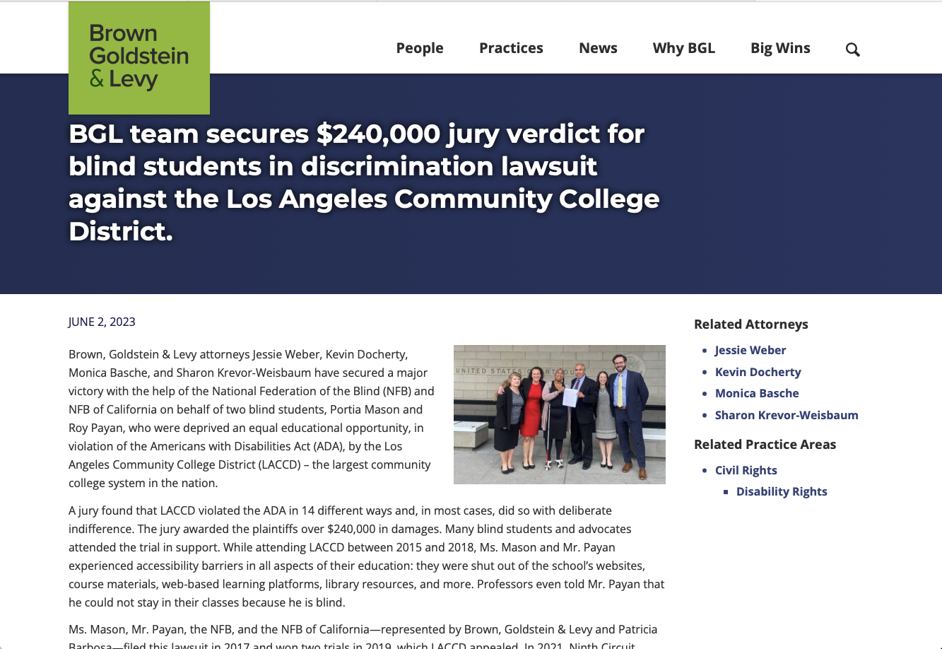 ADA Claim against LACCD