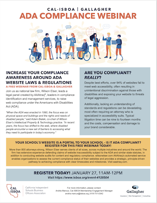 AAAtraq, CAL-ISBOA seminar, ADA website regulations for schools across California.,