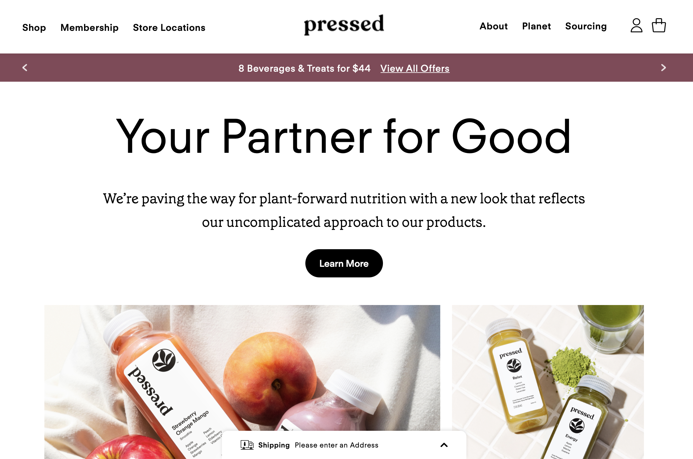 Pressed website front page